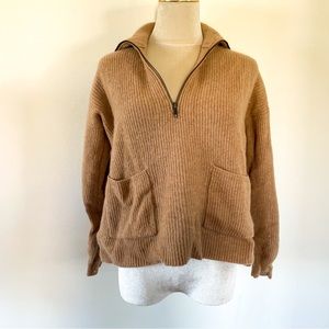 Madewell tan quarter zip sweater